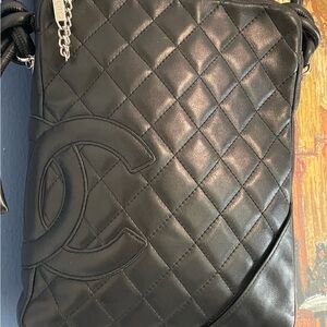 Chanel Elegant Black Quilted Crossbody Bag Cambon Calf Leather Pristine condt